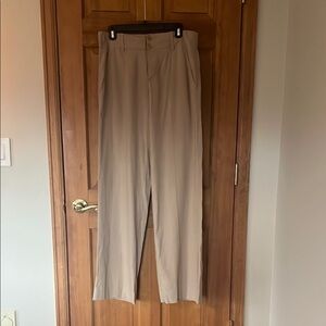 Vince Tan Wide Leg Dress Pants with Smooth Texture and Full Length